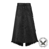 Vintage Jacquard Fringe Halloween Open Front Half Skirt