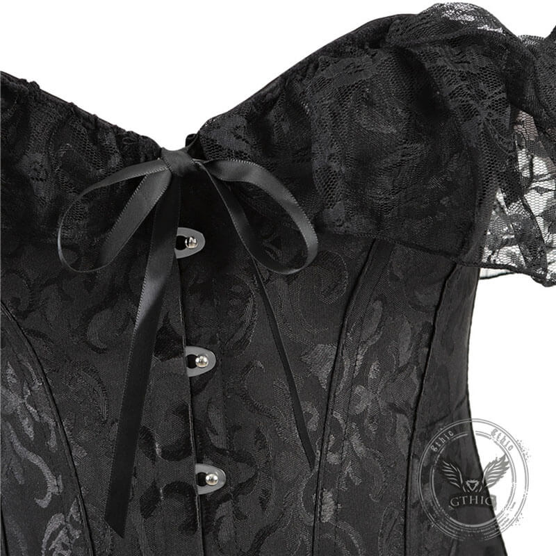 Vintage Jacquard Lace Strap Court Corset | Gthic.com