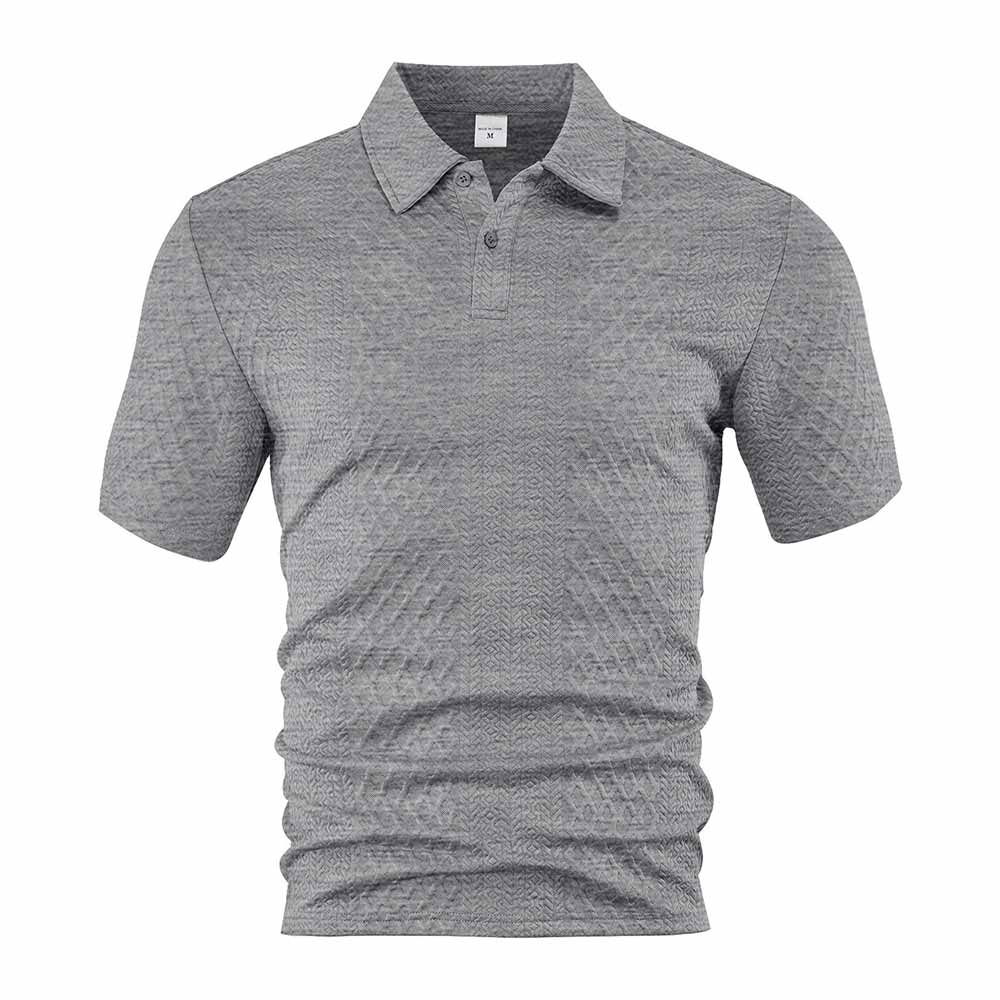 Vintage Jacquard Solid Color Short Sleeve Polo Shirt