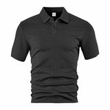Vintage Jacquard Solid Color Short Sleeve Polo Shirt