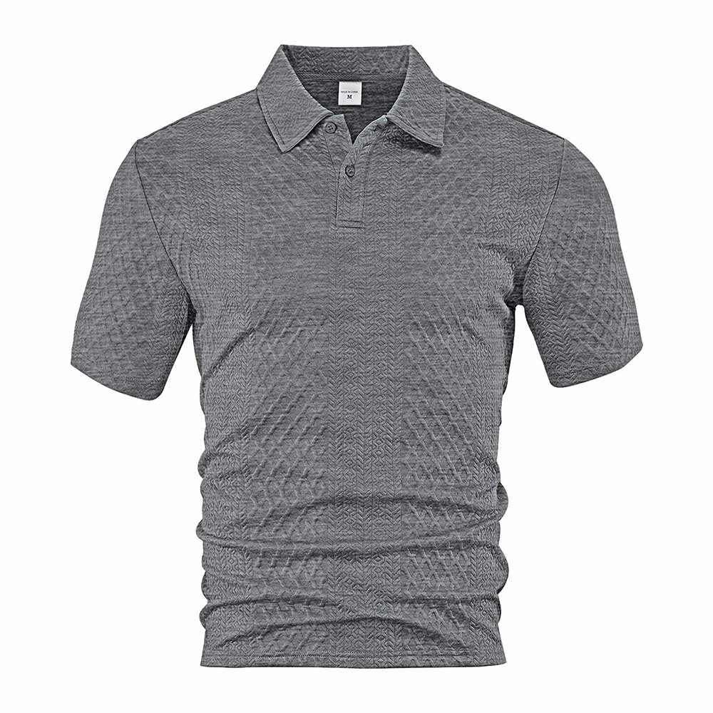 Vintage Jacquard Solid Color Short Sleeve Polo Shirt