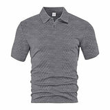 Vintage Jacquard Solid Color Short Sleeve Polo Shirt