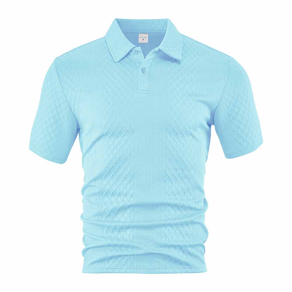 Vintage Jacquard Solid Color Short Sleeve Polo Shirt
