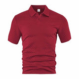 Vintage Jacquard Solid Color Short Sleeve Polo Shirt