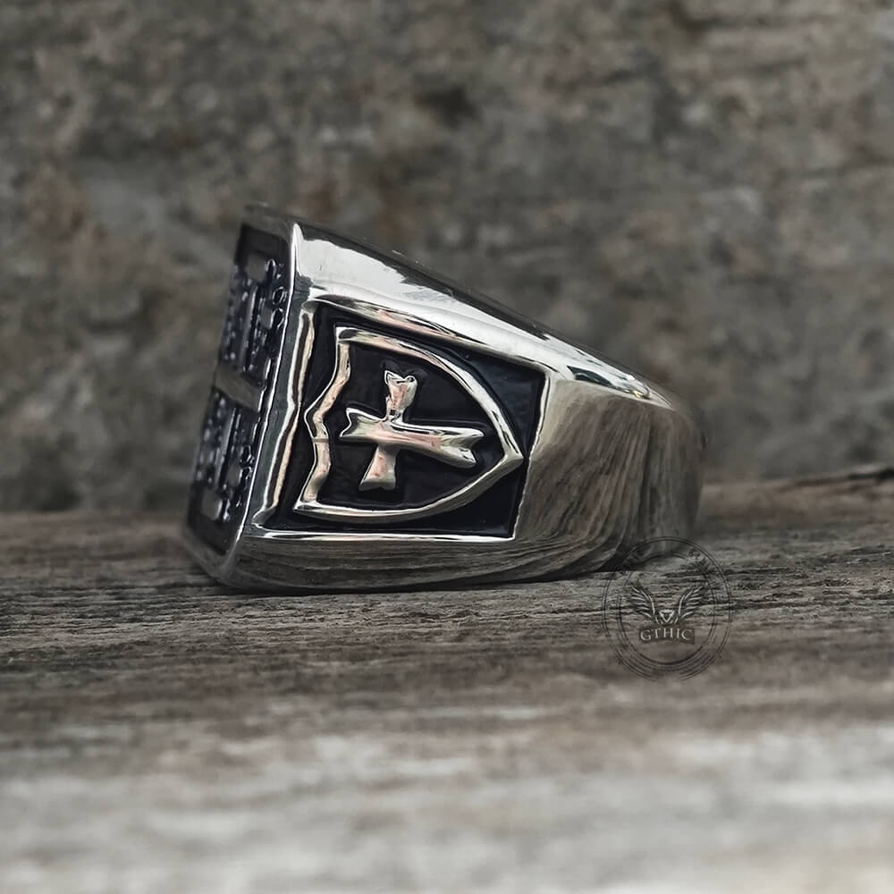 Vintage Jerusalem Cross Stainless Steel Christian Ring