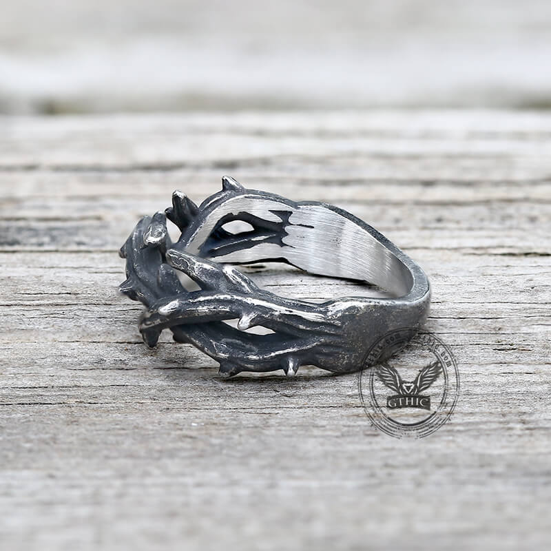 Vintage Jesus Crown of Thorns Stainless Steel Ring | Gthic.com