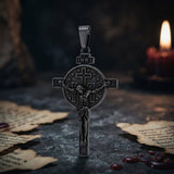 Vintage Jesus Suffering INRI Cross Stainless Steel Pendant