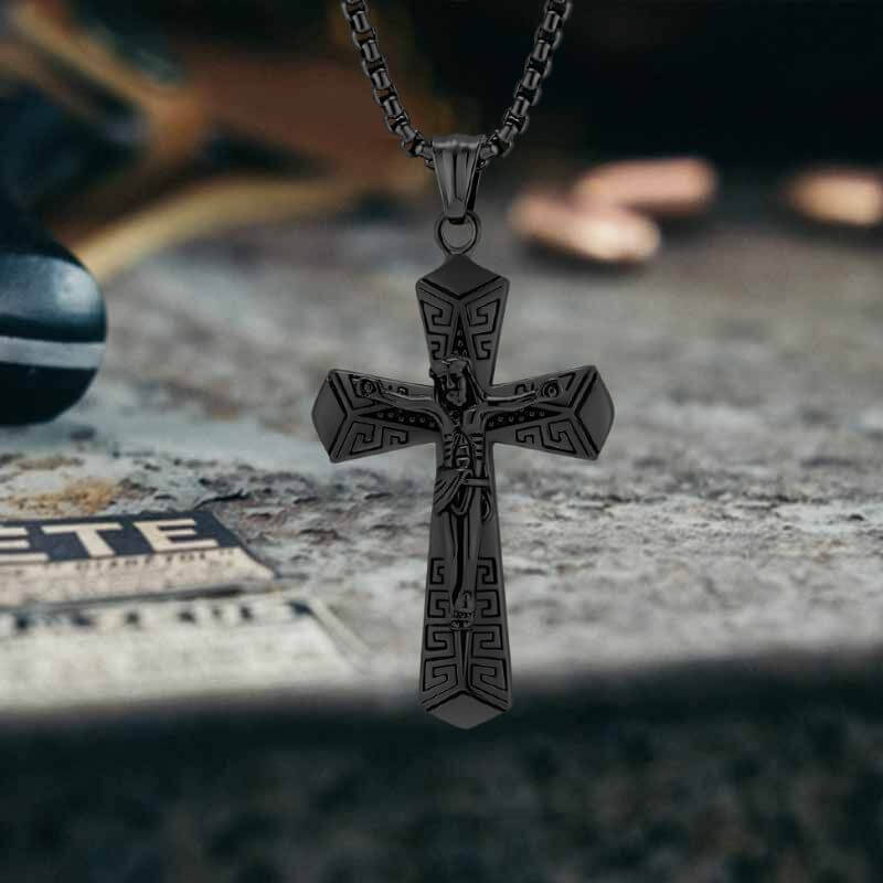 Vintage Jesus Suffering Stainless Steel Cross Pendant
