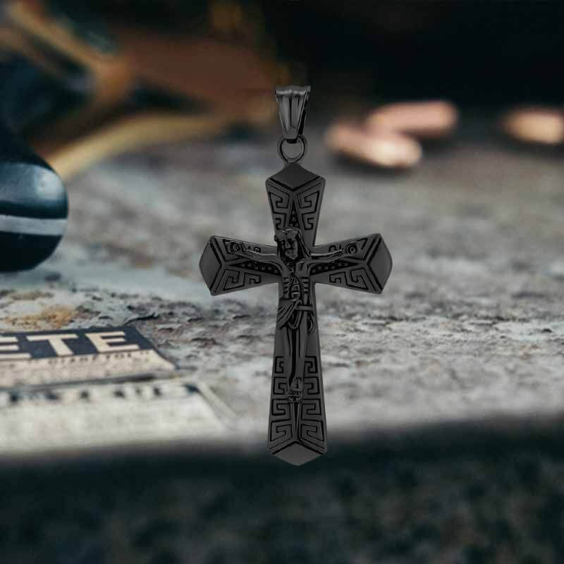 Vintage Jesus Suffering Stainless Steel Cross Pendant
