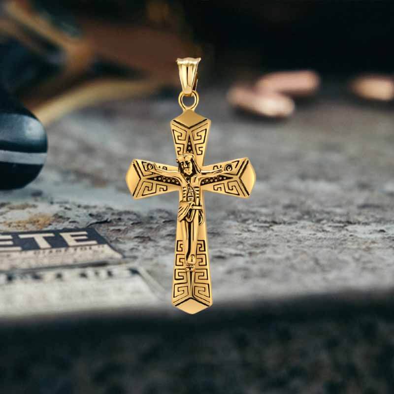 Vintage Jesus Suffering Stainless Steel Cross Pendant