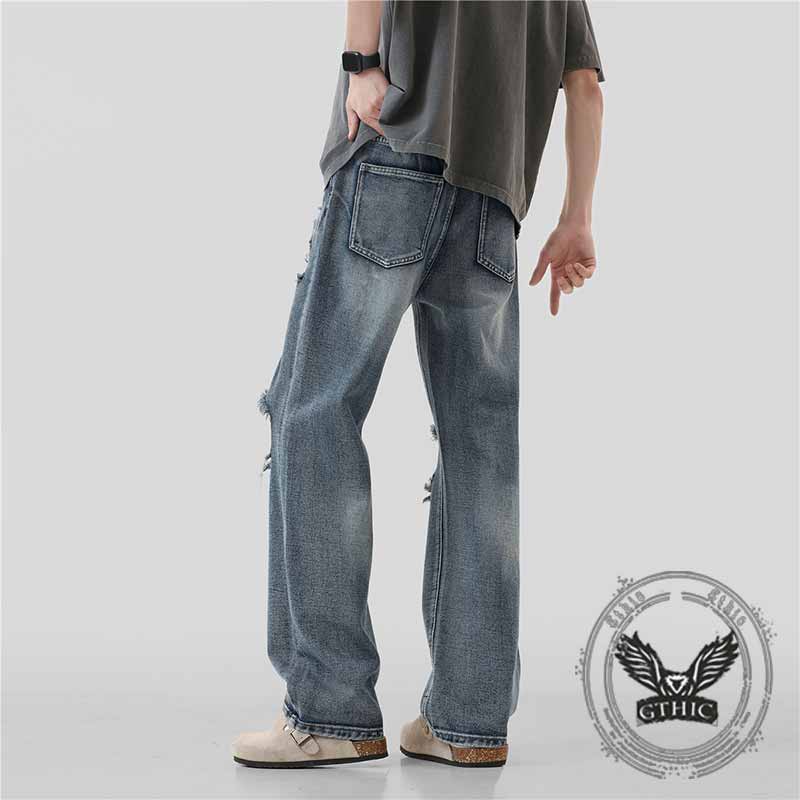 Punk-Hose für Herren aus Baumwolle mit Aufnäher und Totenkopf-Aufdruck