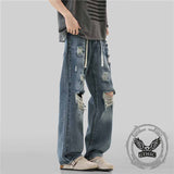 Vintage Knee-Ripped Distressed Drawstring Jeans 02 | Gthic.com