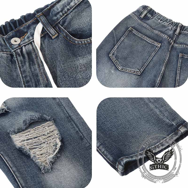 Punk-Hose für Herren aus Baumwolle mit Aufnäher und Totenkopf-Aufdruck