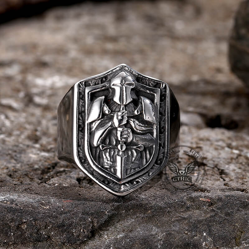 Vintage Knights Templar Crusade Stainless Steel Ring | Gthic.com