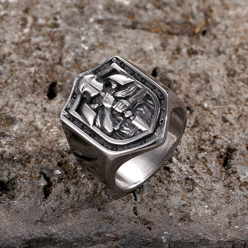Vintage Knights Templar Crusade Stainless Steel Ring | Gthic.com
