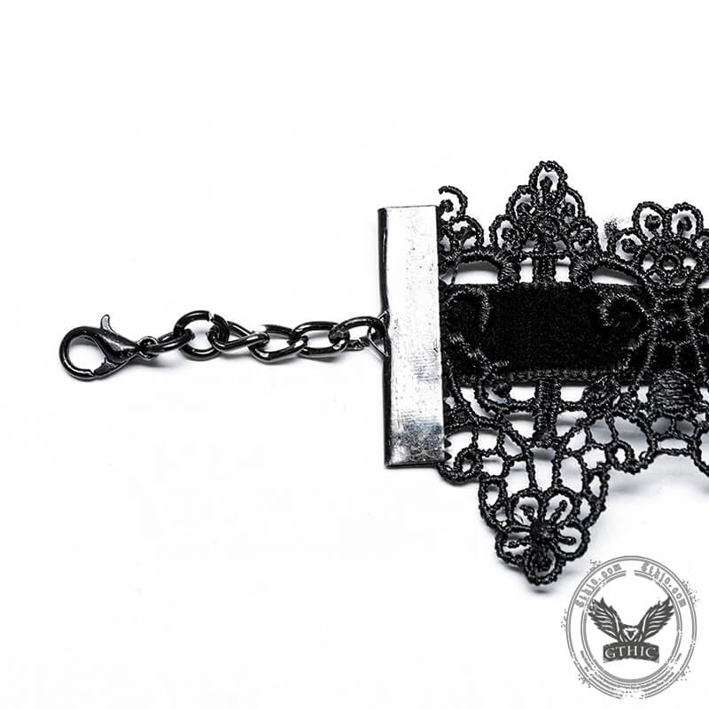 Vintage Lace Black Zircon Tassel Choker Necklace