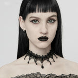 Vintage Lace Black Zircon Tassel Choker Necklace | Gthic.com