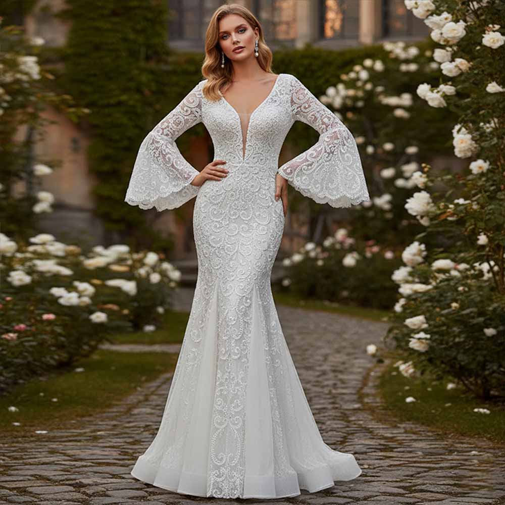 Vintage Lace Embroidery Fishtail Slim Evening Dress