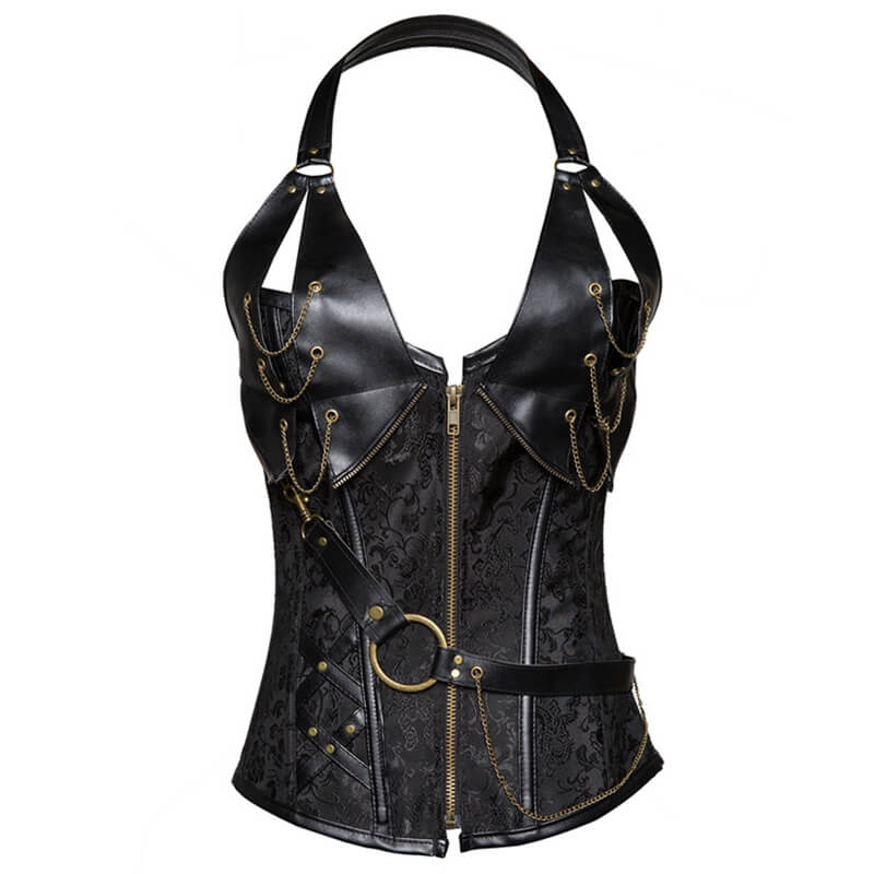 Vintage Lace Up Halter Neck Corset Top | Gthic.com