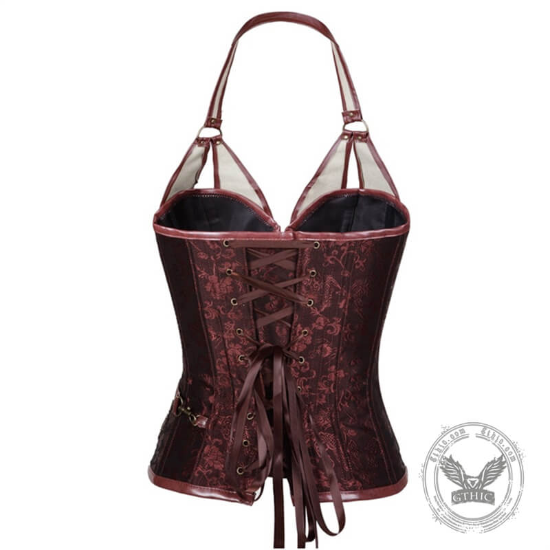 Vintage Lace Up Halter Neck Corset Top