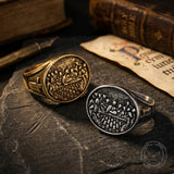 Vintage Last Supper Cross Stainless Steel Ring | Gthic.com
