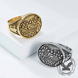 Vintage Last Supper Cross Stainless Steel Ring | Gthic.com