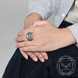 Vintage Last Supper Cross Stainless Steel Ring | Gthic.com