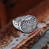 Vintage Last Supper Cross Stainless Steel Ring | Gthic.com