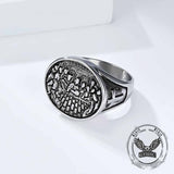 Vintage Last Supper Cross Stainless Steel Ring