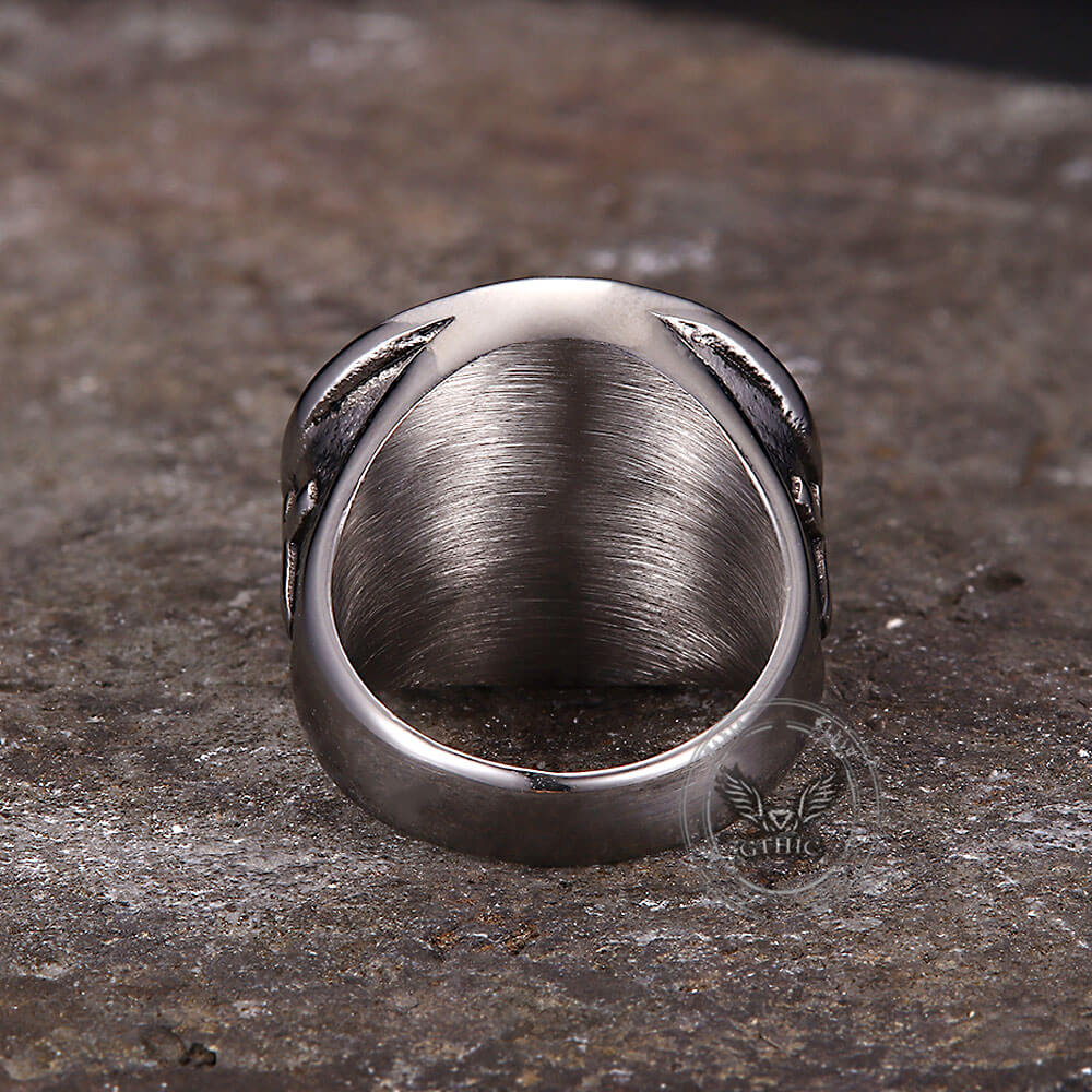Vintage Last Supper Cross Stainless Steel Ring