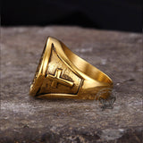 Vintage Last Supper Cross Stainless Steel Ring