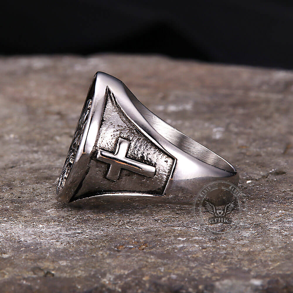 Vintage Last Supper Cross Stainless Steel Ring