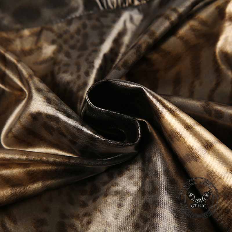 Vintage Leopard V-Neck Back Cross Hollow Slim Vest