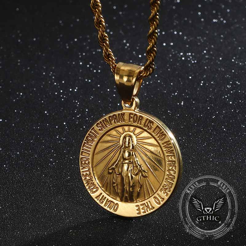 Vintage Maria Letters Stainless Steel Religion Pendant