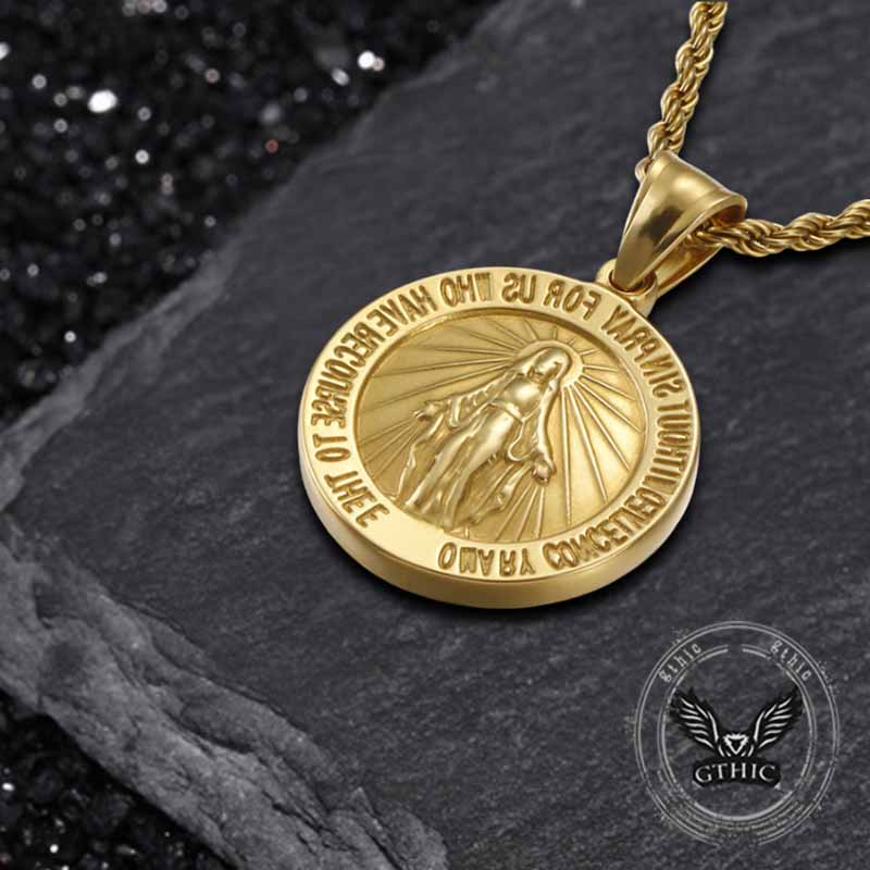 Vintage Maria Letters Stainless Steel Religion Pendant