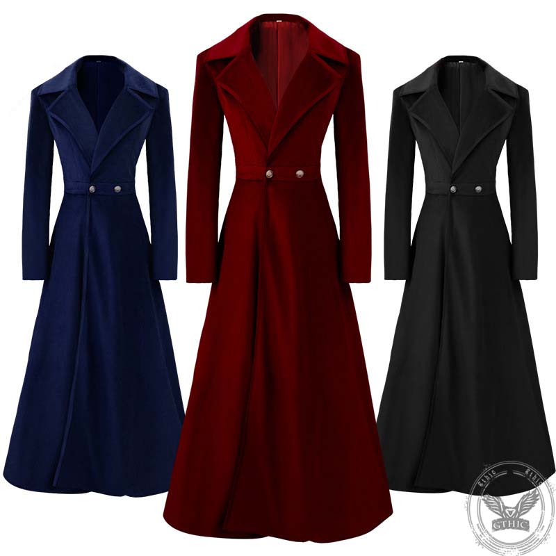 Vintage Medieval Long Trench Coat Halloween Costume 01 | Gthic.com