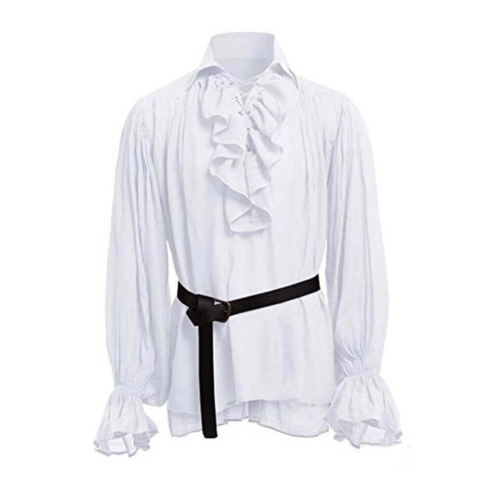 Vintage Medieval Renaissance Lapel Puff Sleeve Solid Shirt | Gthic.com