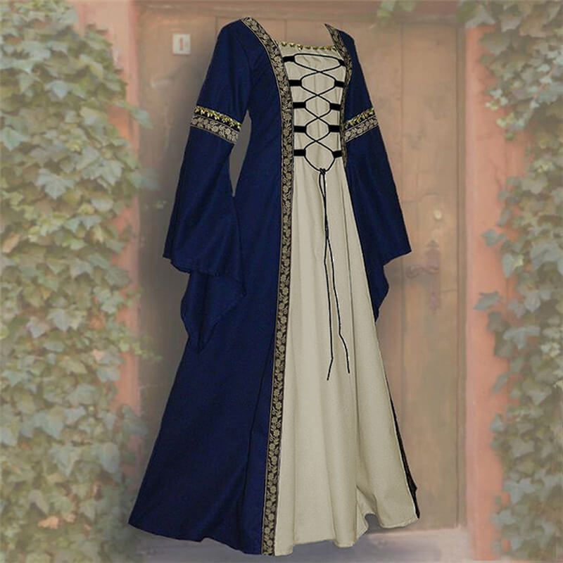 Vintage Medieval Spandex Costume Dress, Blue / 3XL (Waist 98 cm) Vintage Medieval Spandex Costume Dress, Blue / 3XL (Waist 98 cm)