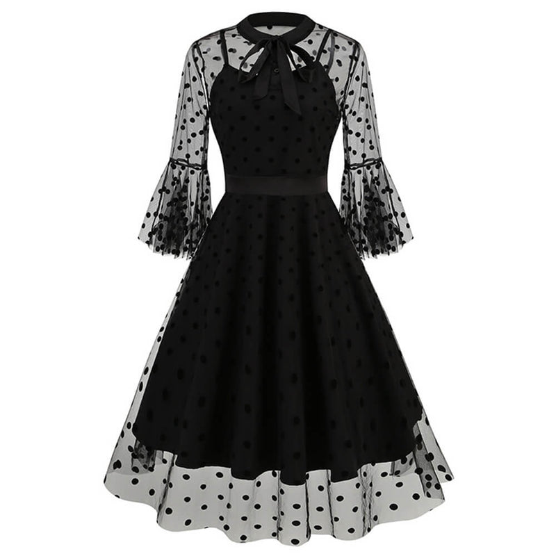 Vintage Mesh Embroidered Bow Dress | Gthic.com