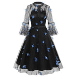 Vintage Mesh Embroidered Bow Dress | Gthic.com