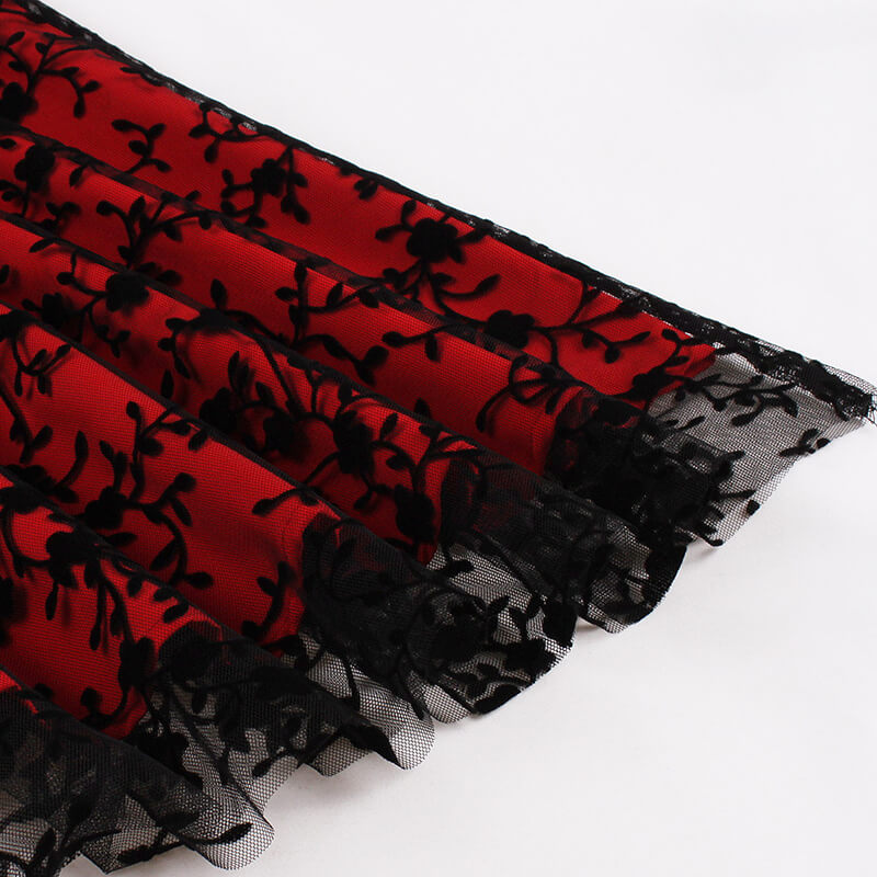 Vintage Mesh Embroidered Sleeveless Dress