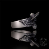 Vintage Mexican Skull Sterling Silver Biker Pistol Ring | Gthic.com