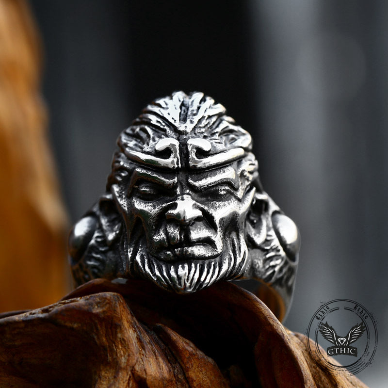 Vintage Monkey King Stainless Steel Ring 03 | Gthic.com