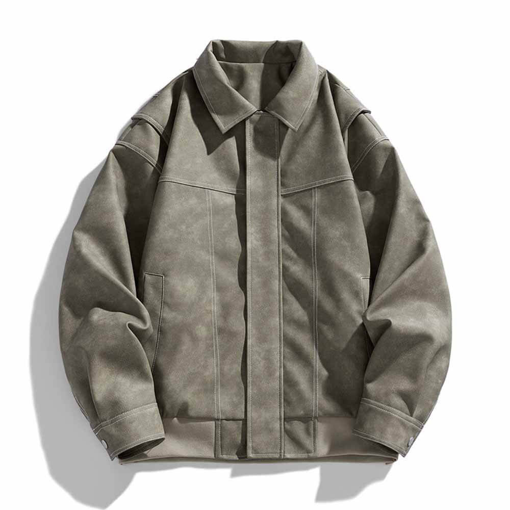 Vintage Multicolor Lapel Casual Leather Jacket | Gthic.com