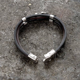 Vintage Multilayer Leather Anchor Stainless Steel Bracelet