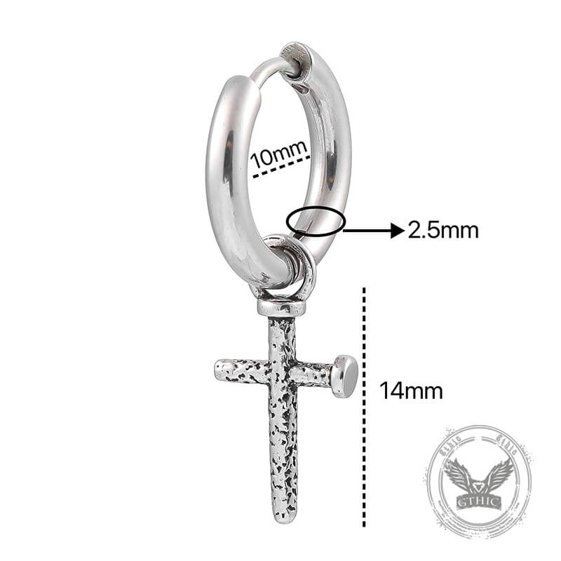 Vintage Nail Cross Stainless Steel Stud Earrings