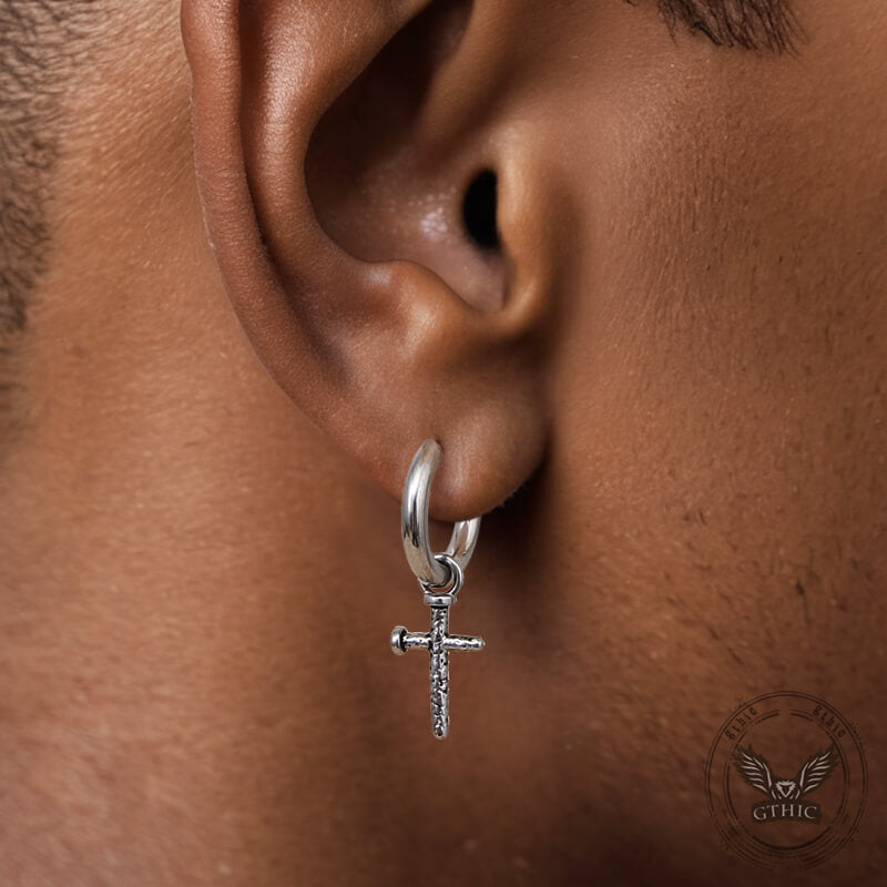 Vintage Nail Cross Stainless Steel Stud Earrings | Ghtic.com
