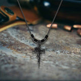 Vintage Nail Cross Thorn Rose Alloy Necklace 01 | Gthic.com