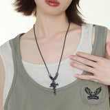 Vintage Nail Cross Thorn Rose Alloy Necklace 03 | Gthic.com