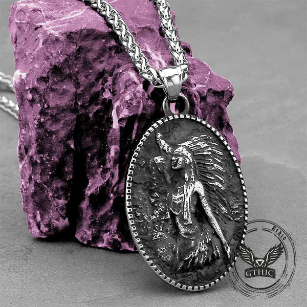 Vintage Native Indian Stainless Steel Amulet Pendant | Gthic.com